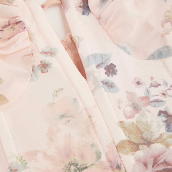 NWT Cider Chiffon Ruffle Mini Floral Dress Sz 4 Small - Picture 3 of 9